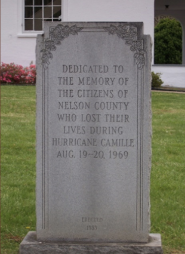 Camille Memorial on the Courthouse grounds